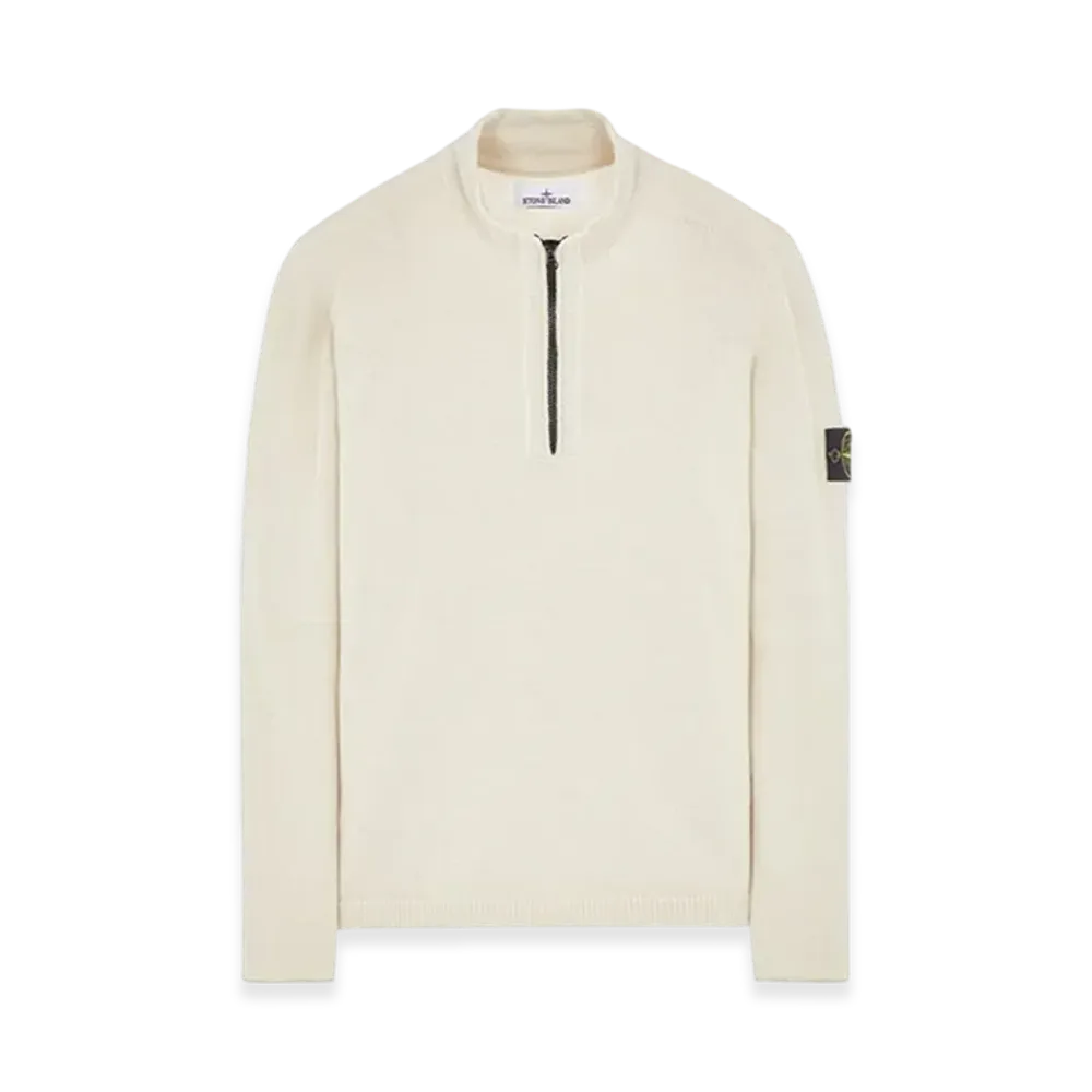 Stone Island 529A3 Partly Stocking Lambswool Half Zip Knit - 23FW "Stucco"