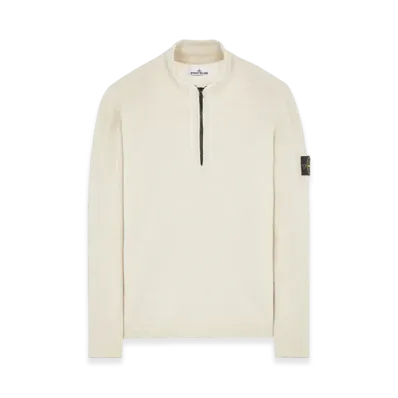 Stone Island 529A3 Partly Stocking Lambswool Half Zip Knit - 23FW "Stucco"