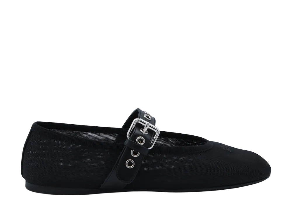 MIU MIU Women's Olive Mesh Ballerinas "Green"