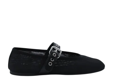 MIU MIU Women's Olive Mesh Ballerinas "Green"