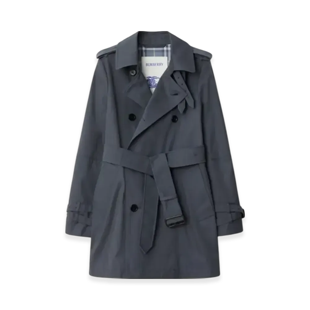 Burberry Short Cotton Blend Trench Coat "Magnet"