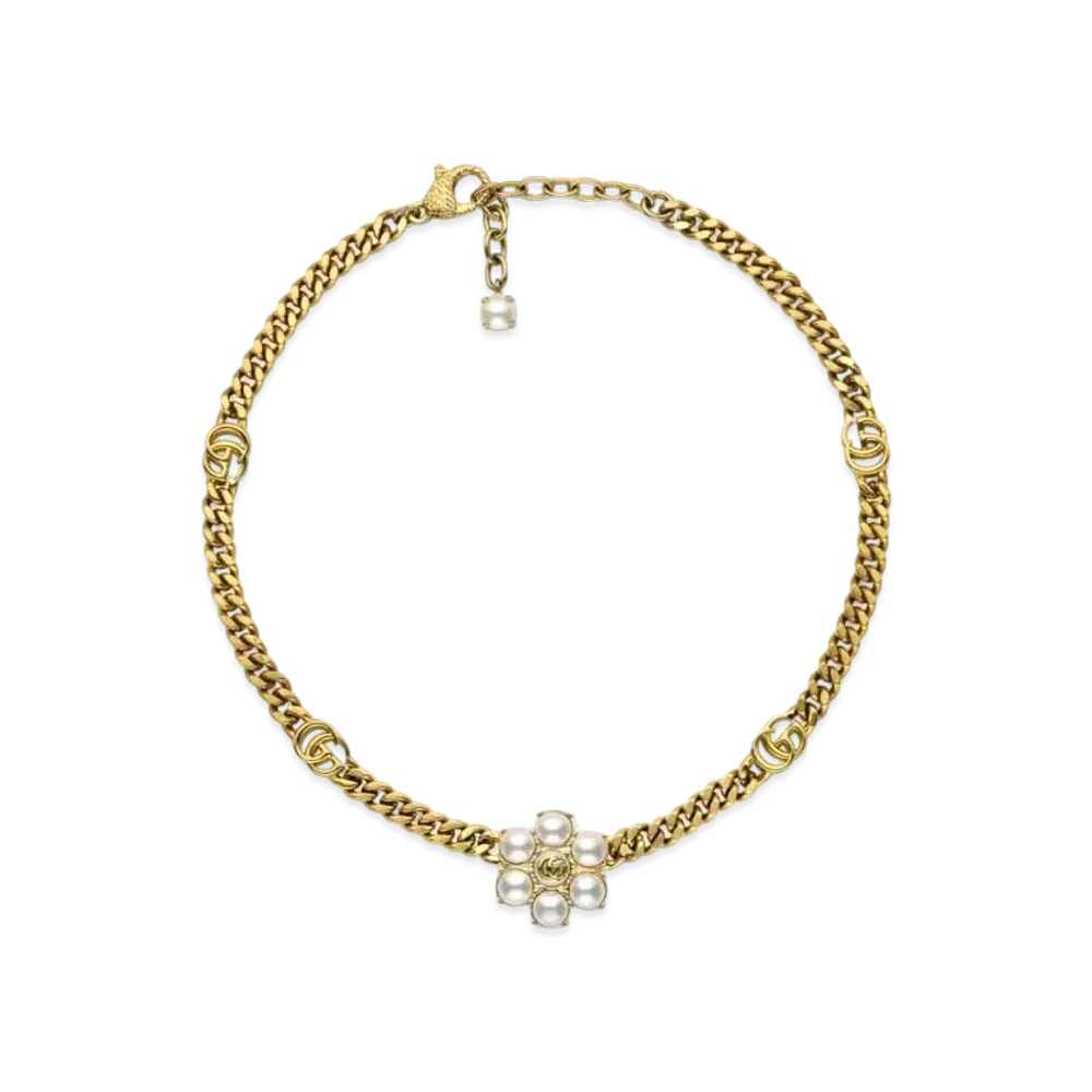 GUCCI Pearl Double G Necklace