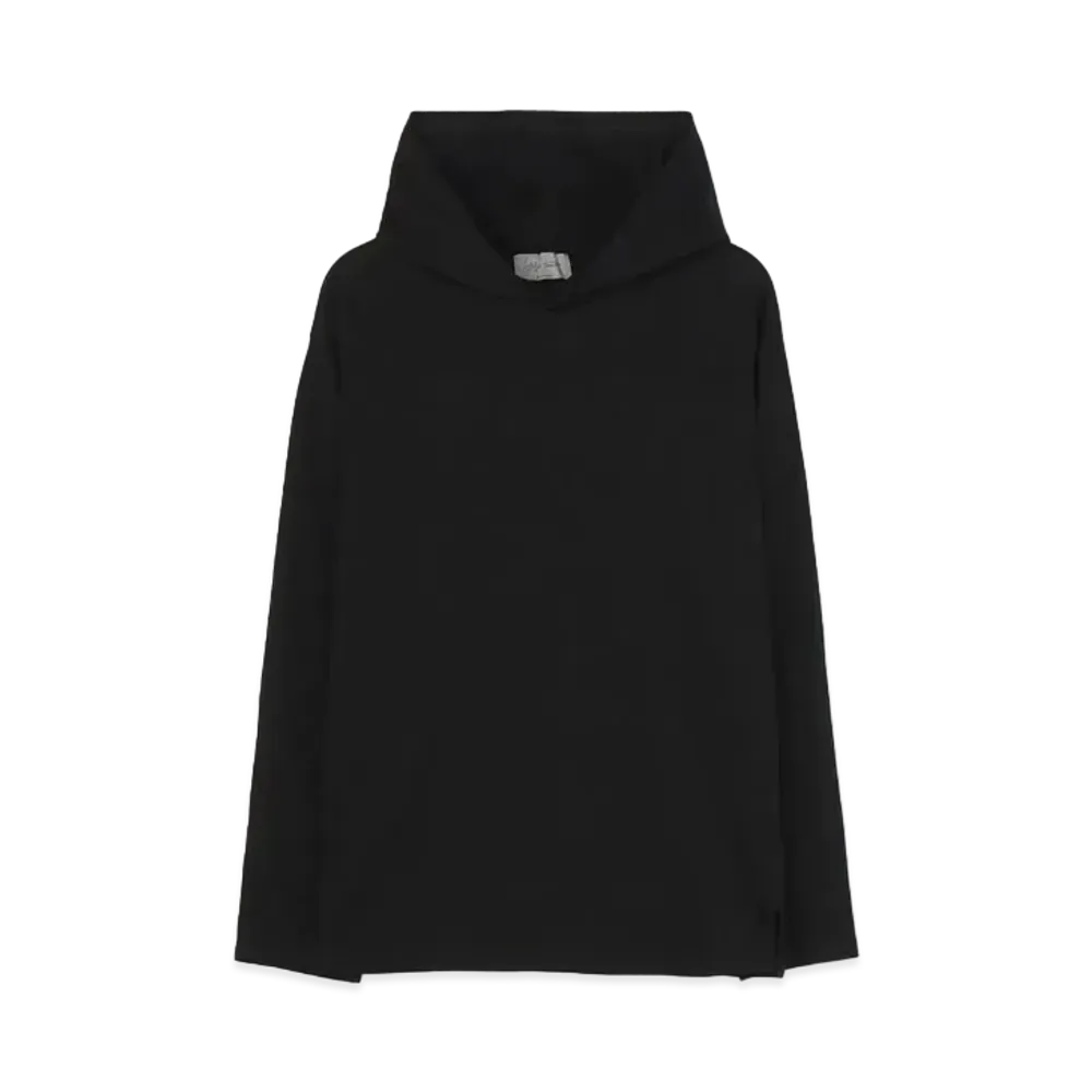Yohji Yamamoto Pour Homme 30/- PLAIN STITCH HOOD SIGNATURE PRINT HOODIE "Black"