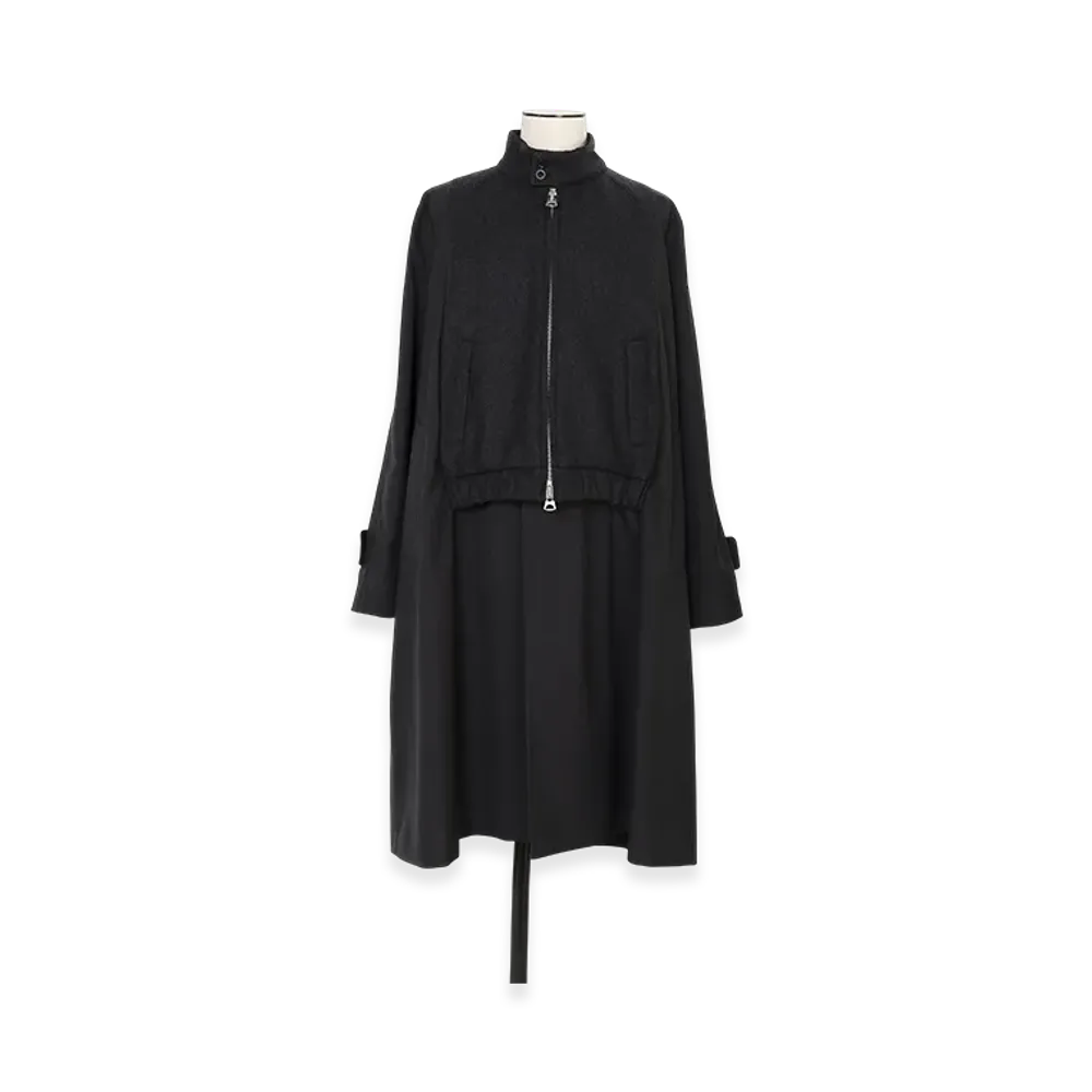 sacai Suiting x Wool Melton Coat "Charcoal Gray"