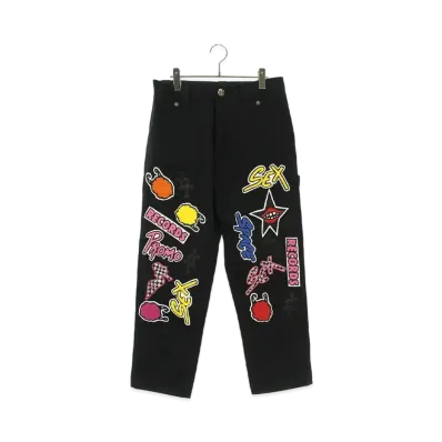 Chrome Hearts Carpenter Sex Records Leather Patch Long Pants "Black/Multi Color"