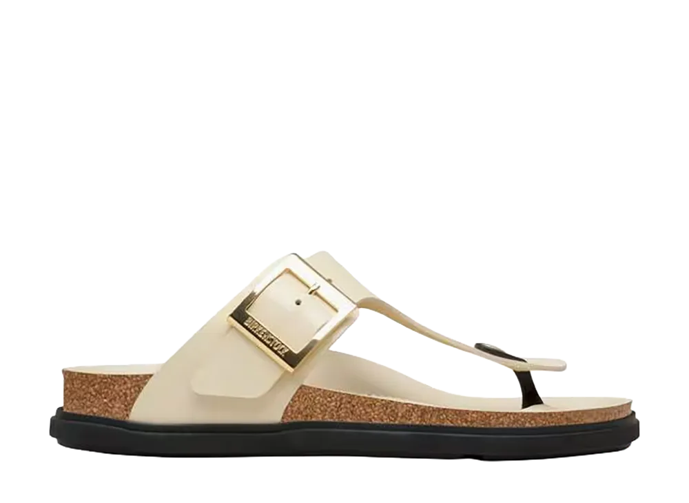 BIRKENSTOCK Women's Gizeh Droplet Buckle "High-Shine Ecru"