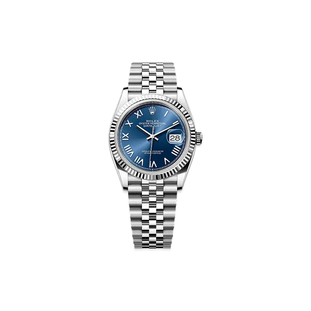 ROLEX Datejust 36 Oystersteel & White Gold "Bright Blue"