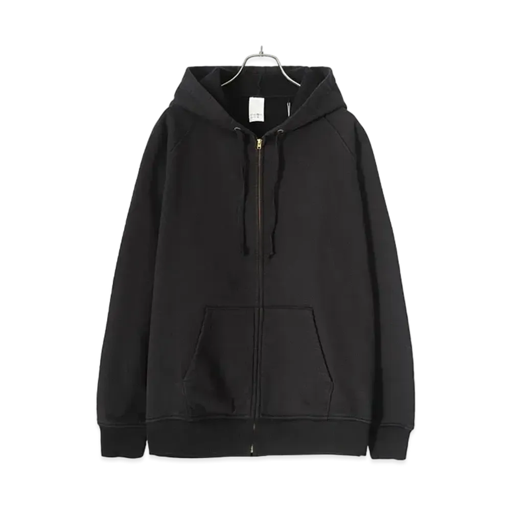 COMOLI Cotton Fleece Zip Parka "Fade Black"