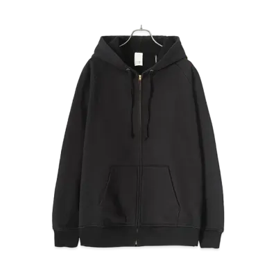 COMOLI Cotton Fleece Zip Parka "Fade Black"
