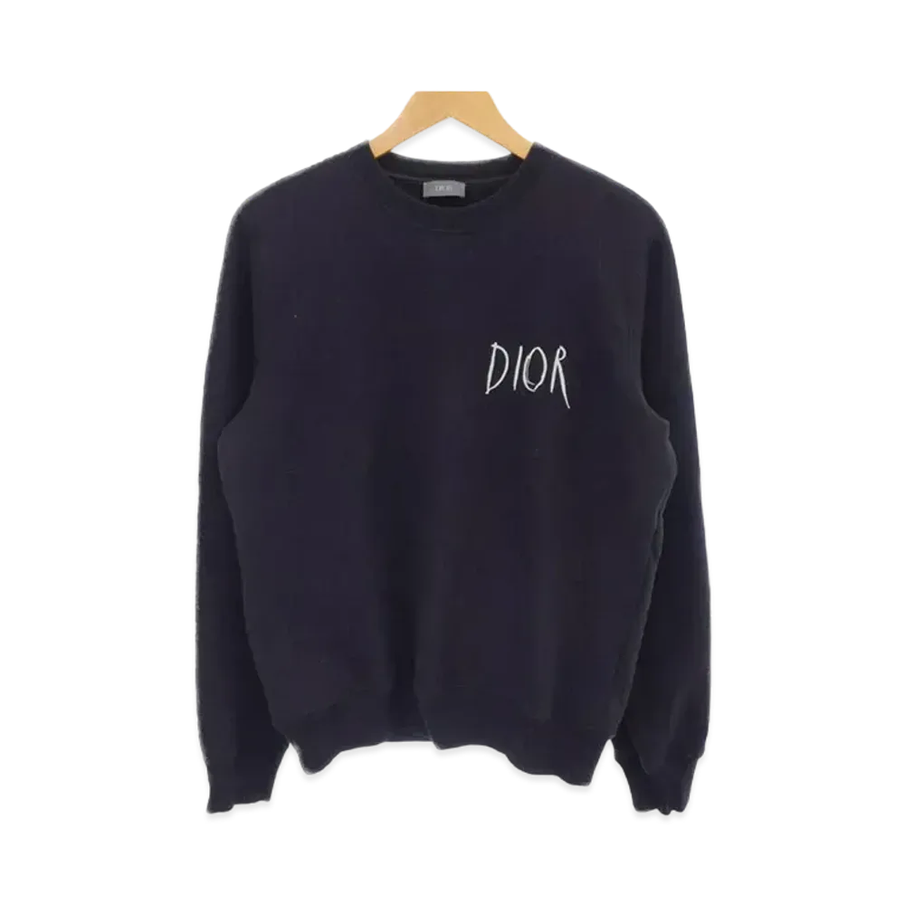 Dior x Raymond Pettibon Men's Embroidered Crew Neck Sweatshirt "Black"