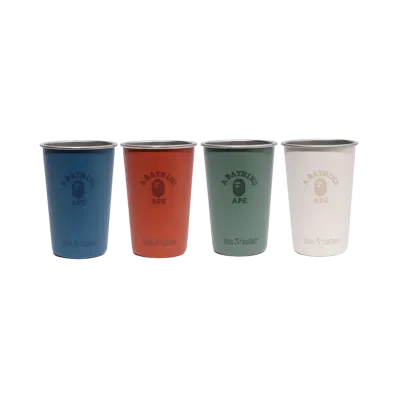 A BATHING APE x Klean Kanteen 16Oz Pint Cups Set Of 4 "Navy"