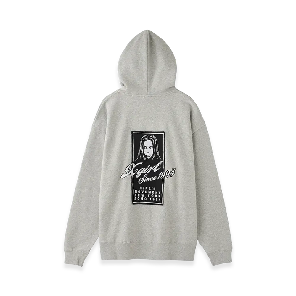 X-Girl Women's Face Box Patch Zip Up Sweat Hoodie "Ash"