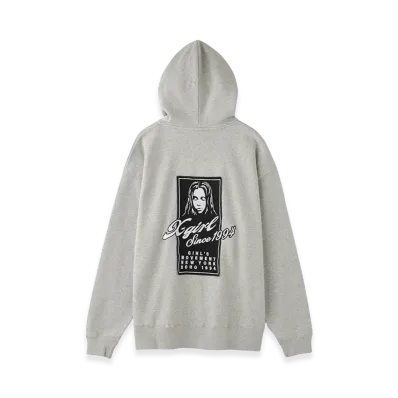 X-Girl Women's Face Box Patch Zip Up Sweat Hoodie "Ash"