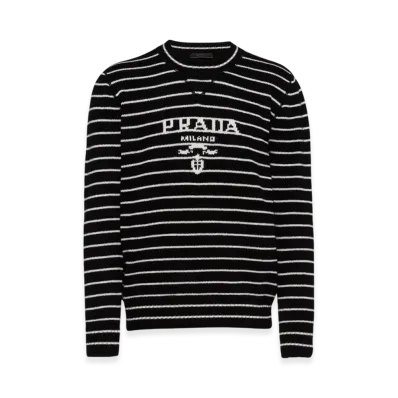 PRADA Wool Cashmere Crewneck Sweater "Black/White"
