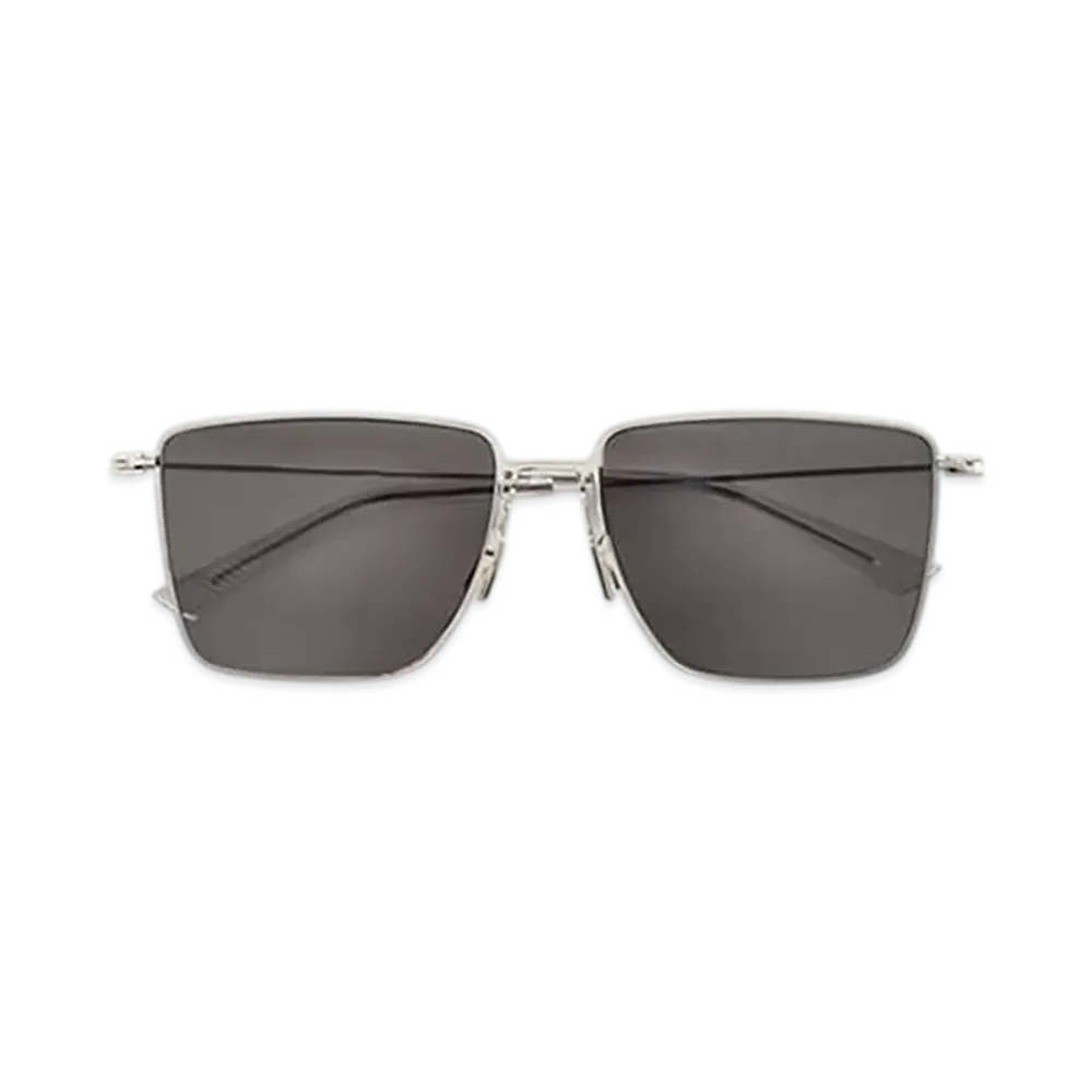 Bottega Veneta Ultrathin Metal Rectangular Sunglasses "Silver"