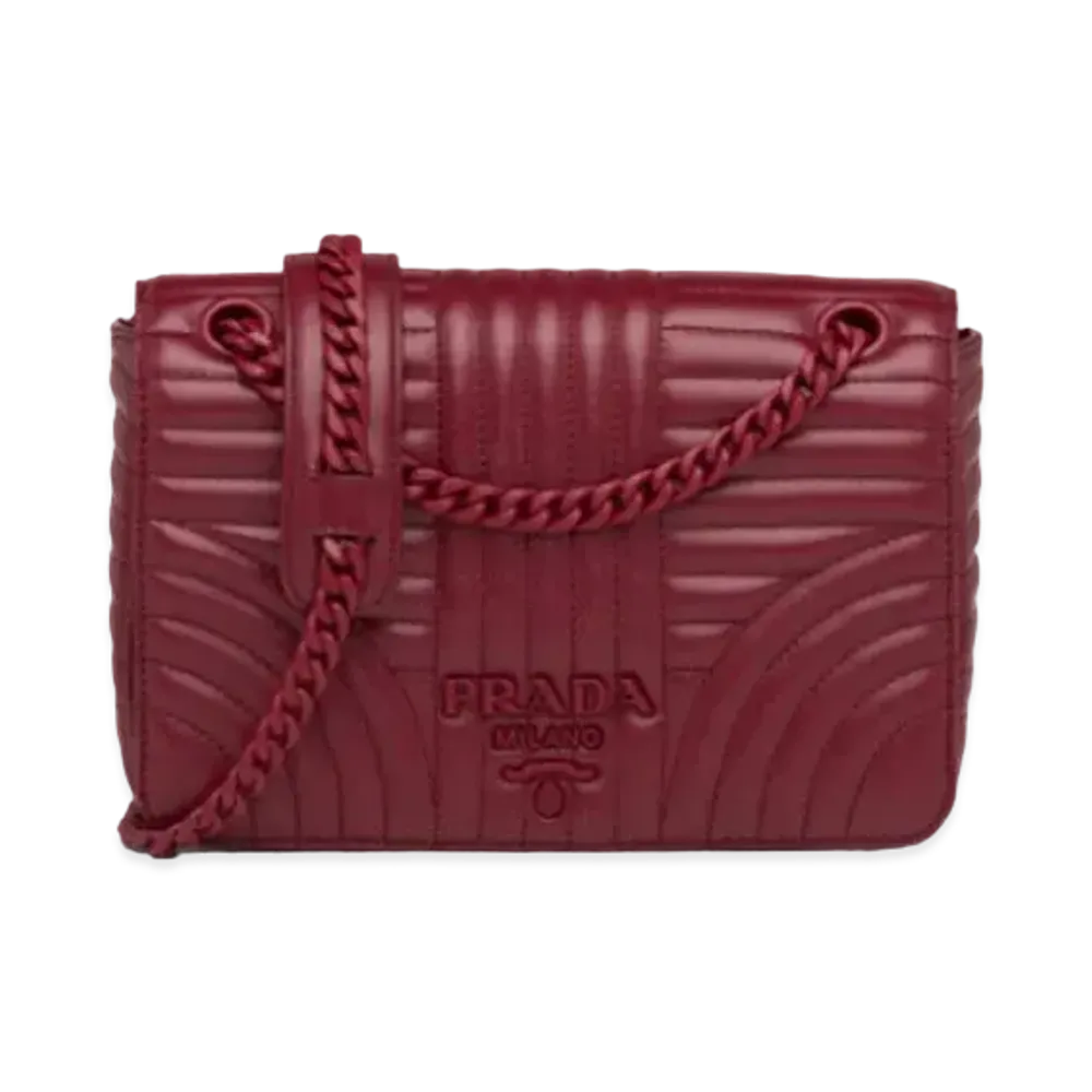 PRADA Diagramme Shoulder Bag "Wine Red"