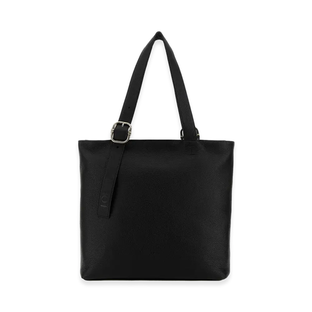 LOEWE Black Leather Loop Shopping Bag "Black"