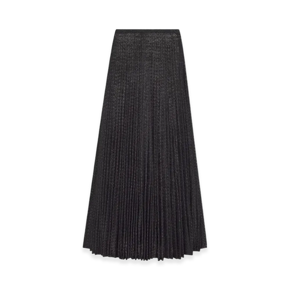 Dior Women's Mohair Alpaca and Silkblend Knit Pleated Mid Length Skirt "Black"
