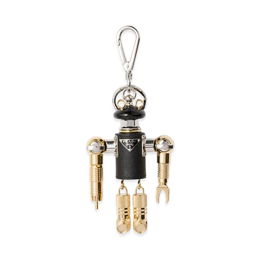 PRADA Robot Saffiano Leather Keyring Charm "Black"