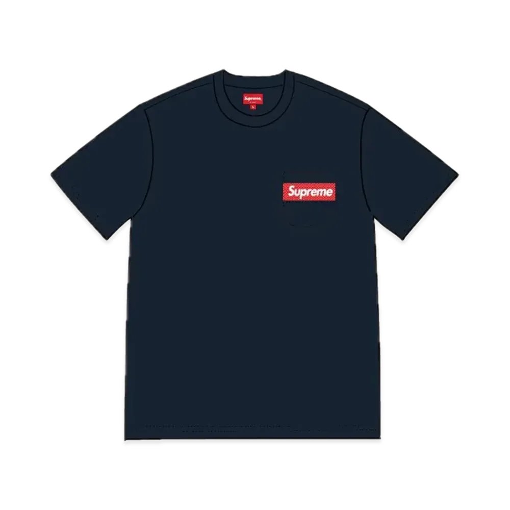 シュプリーム メッシュ ストライプ ポケット Tシャツ "ネイビー"