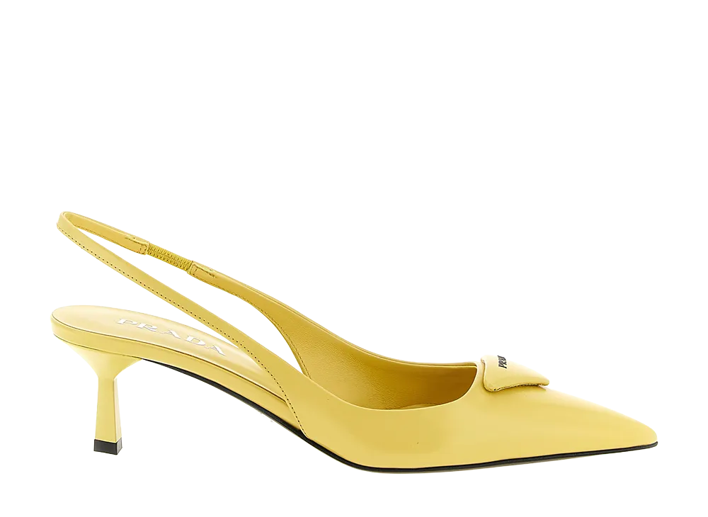 PRADA Women's Triangle Logo Slingback "Yellow"