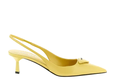 PRADA Women's Triangle Logo Slingback "Yellow"