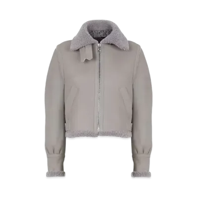 FENDI Women's Leather & Shearling Jacket "Gray"