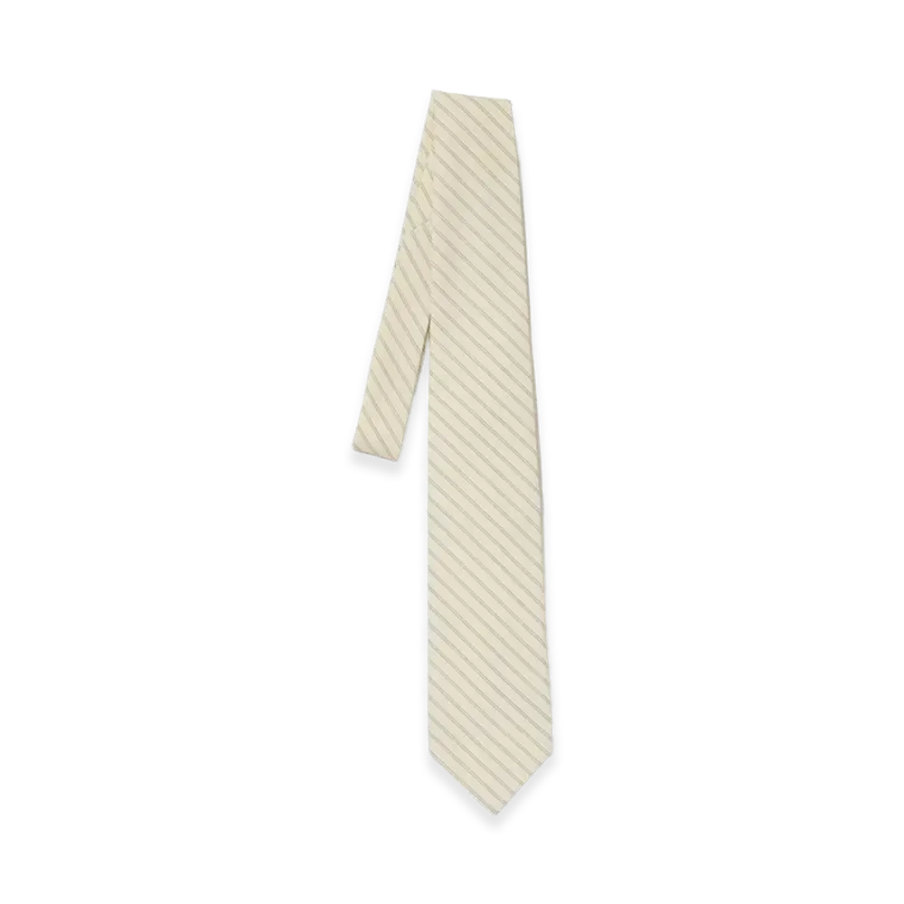 AURALEE Super Fine Wool Stripe Tie "Ivory White Stripe"