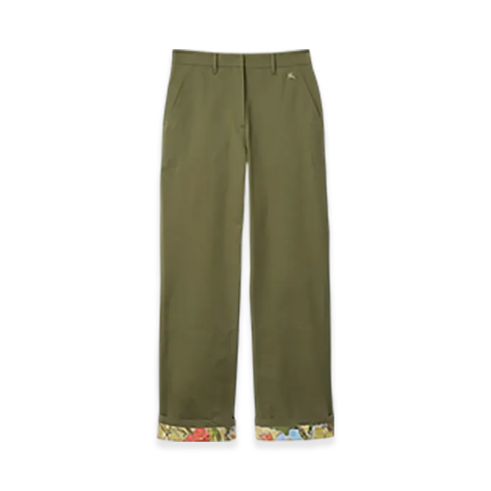 Burberry Highgrove Turn-up Cotton Trousers "Wreath"