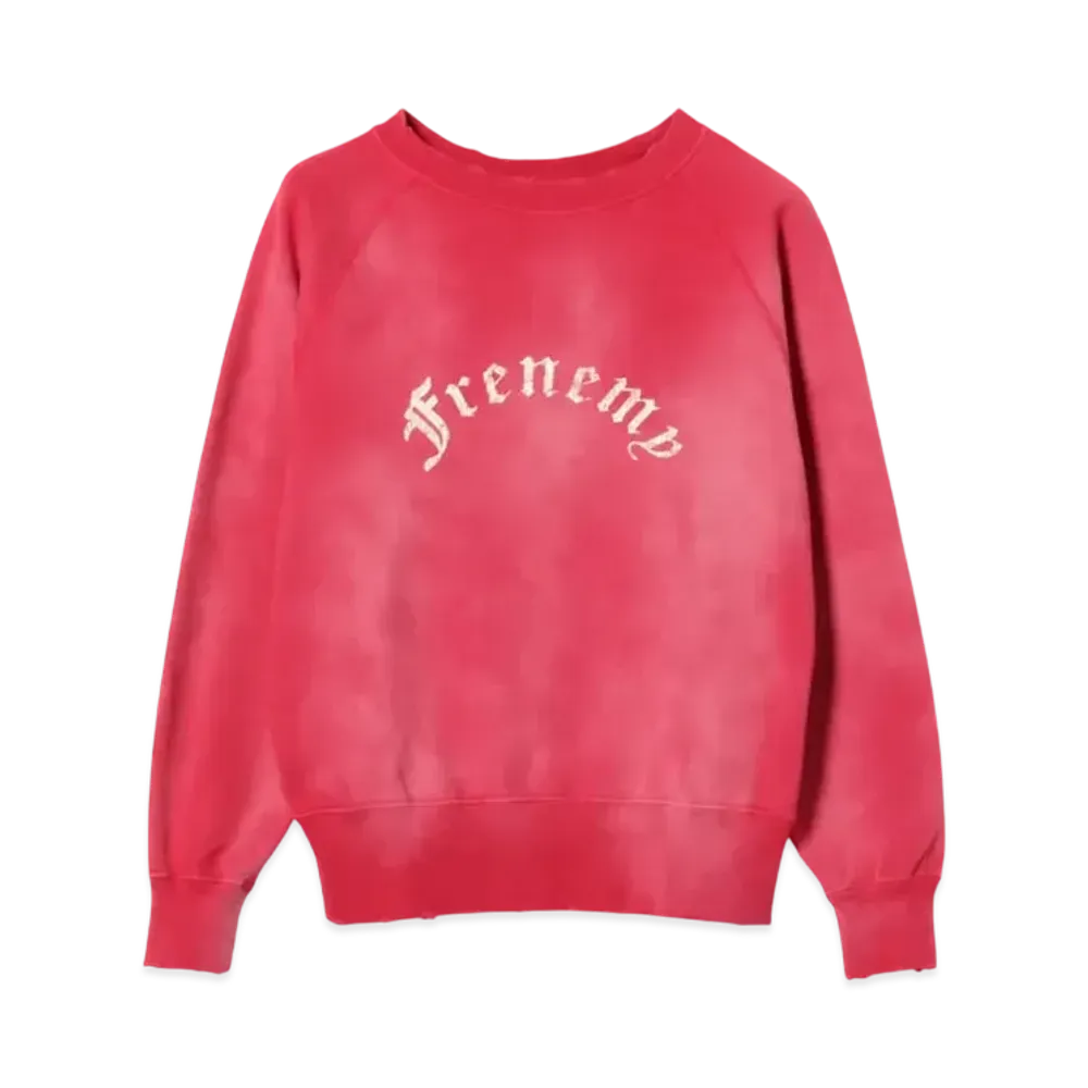 BEAMS FUTURE ARCHIVE Damege Flocky Print Crewneck Sweat "Red"