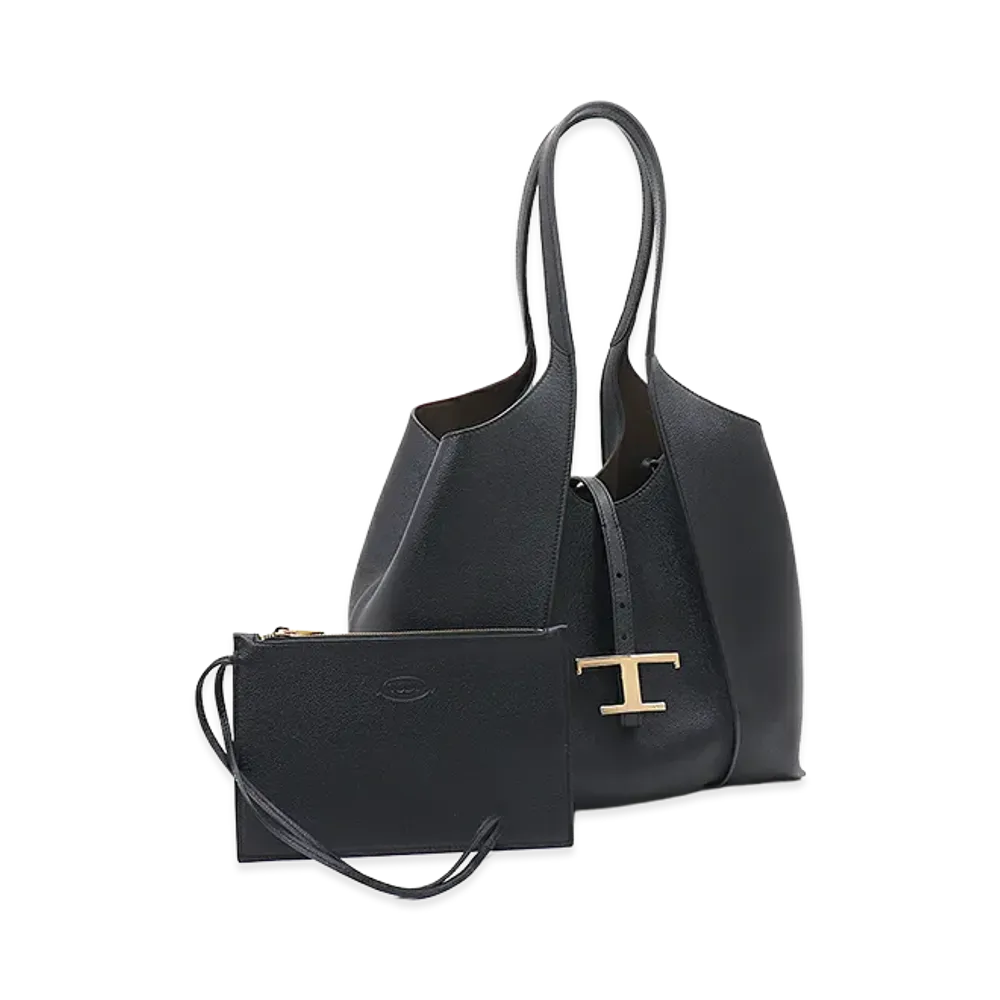 TOD'S Women's T Timeless Leather Shopping Bag Small "Black"