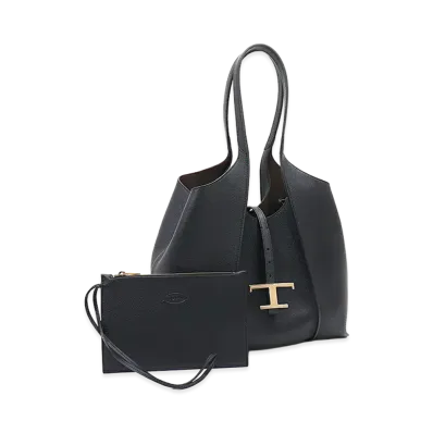 TOD'S Women's T Timeless Leather Shopping Bag Small "Black"