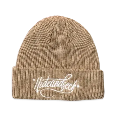 Hide and Seek Cursive Logo Knit Cap "Beige"