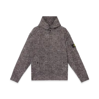 Stone Island 6100010 Vanise Heavy Cotton Jersey Oversized Fit Hooded Sweatshirt with Structure Re-Printed Print - 25SS "Burgundy"