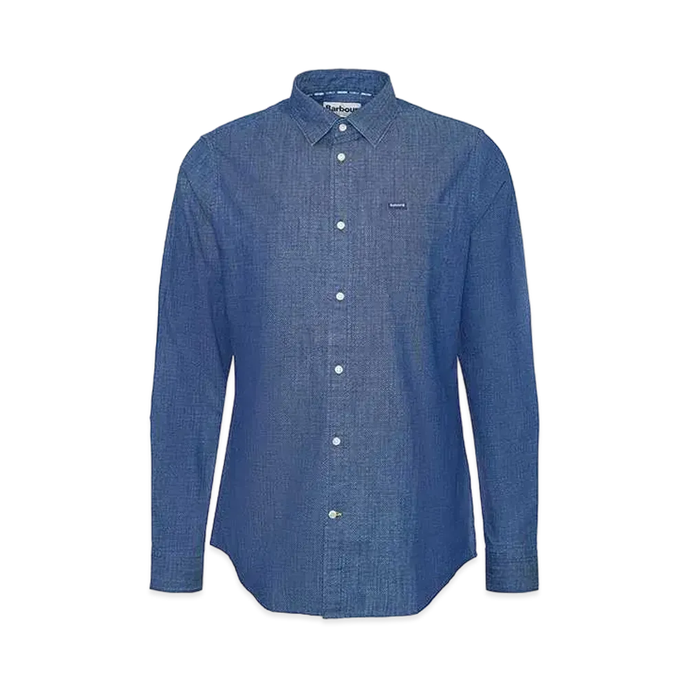 Barbour Bowley Fine Pattern Print Regular Collar Shirt Tailored Fit "Light Blue"