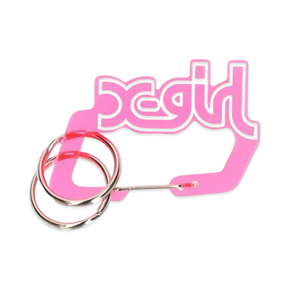 X-Girl Mills Logo Carabiner "Pink"