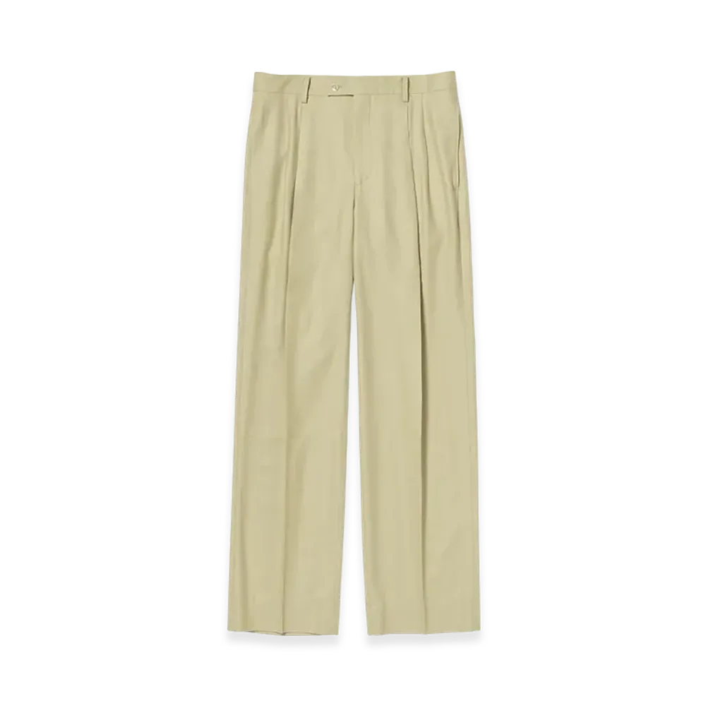 AURALEE Super Light Wool Two-Tuck Slacks "Light Khaki"