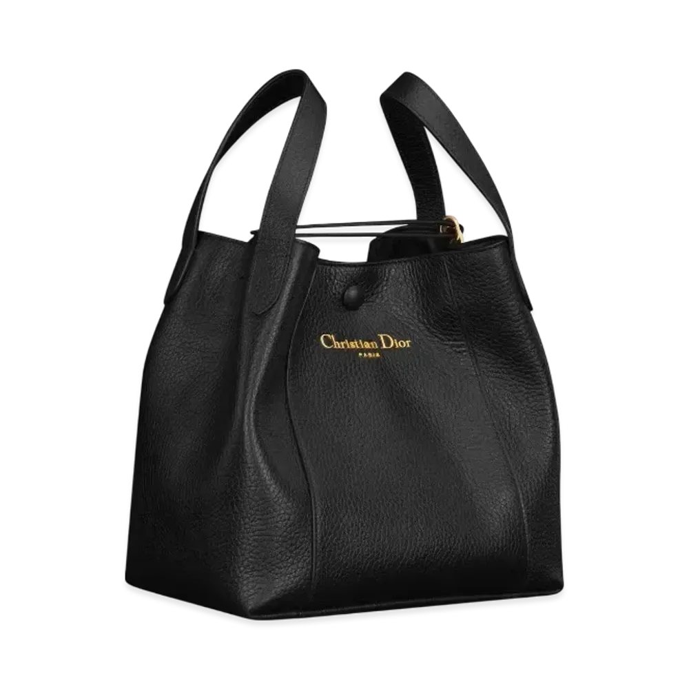 Dior Medium Signature Bucket Bag Grained Calfskin "Black"