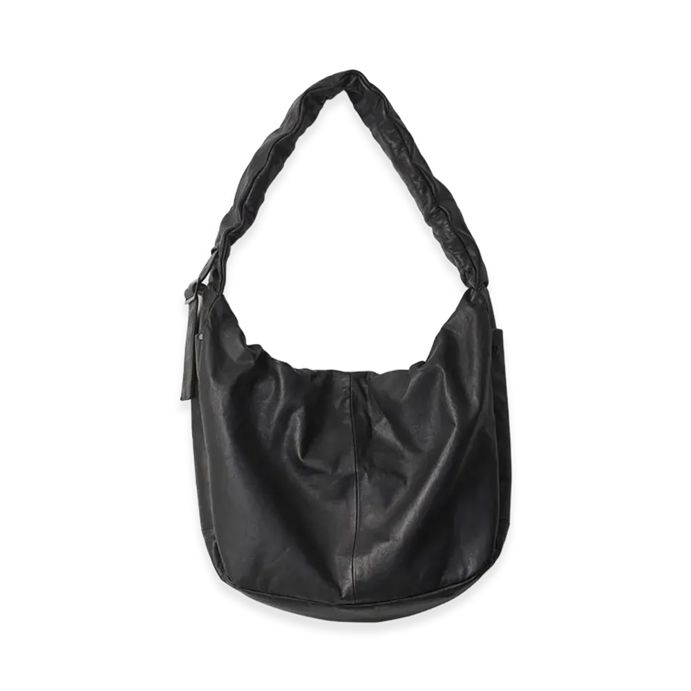 ssstein Shirring Handle Leather Shoulder Bag "Black"