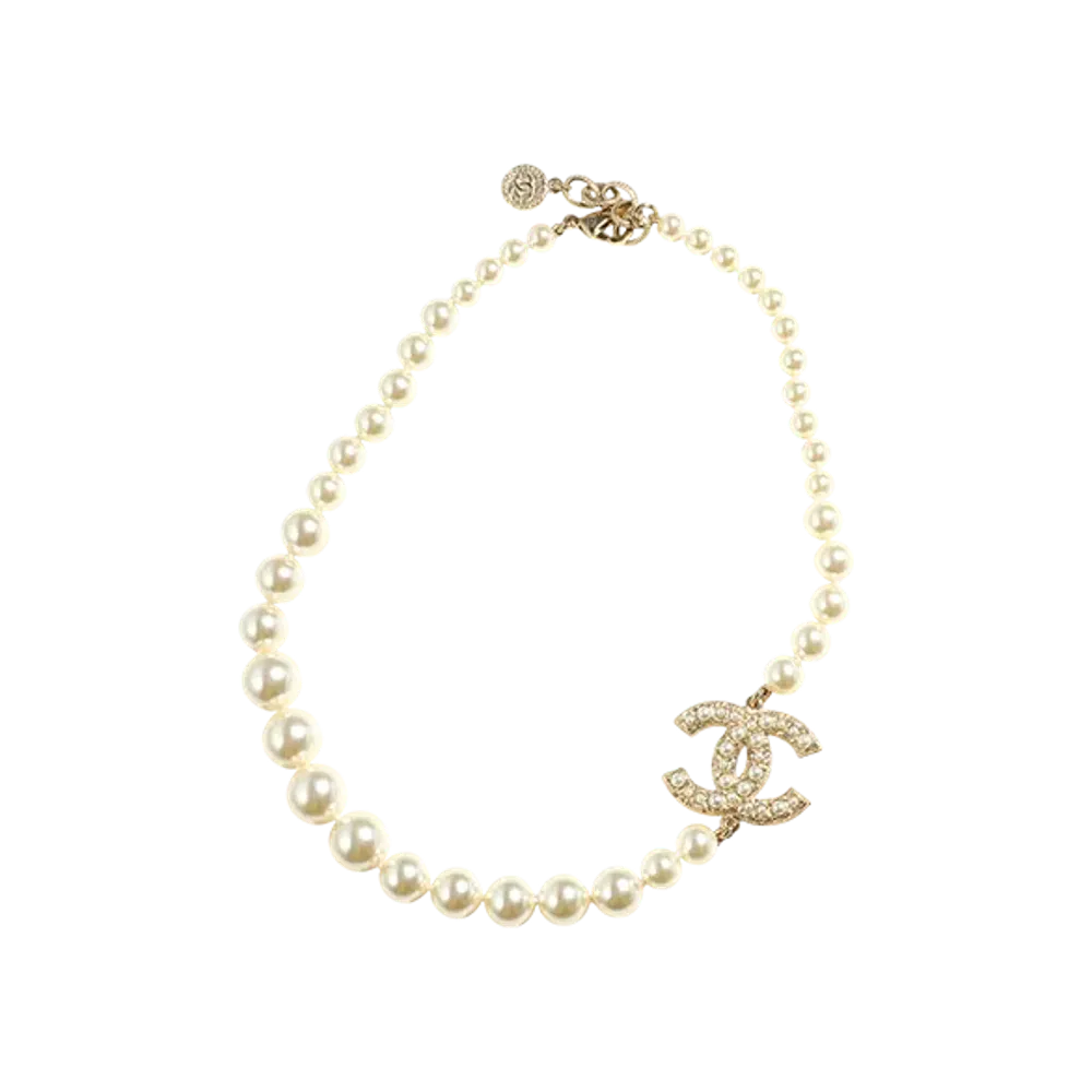CHANEL 100th Anniversary Coco Mark Pearl Necklace "Gold"