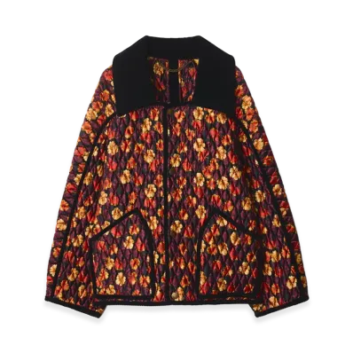 Burberry Women's Geranium Leaf Quilted Nylon Floriston Jacket "Poppy Red"