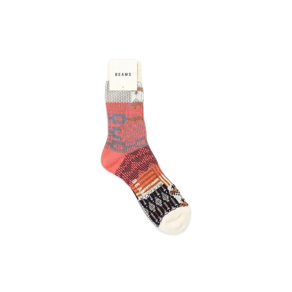 BEAMS Multi-Jacquard Socks "Beige"