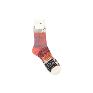 BEAMS Multi-Jacquard Socks "Beige"