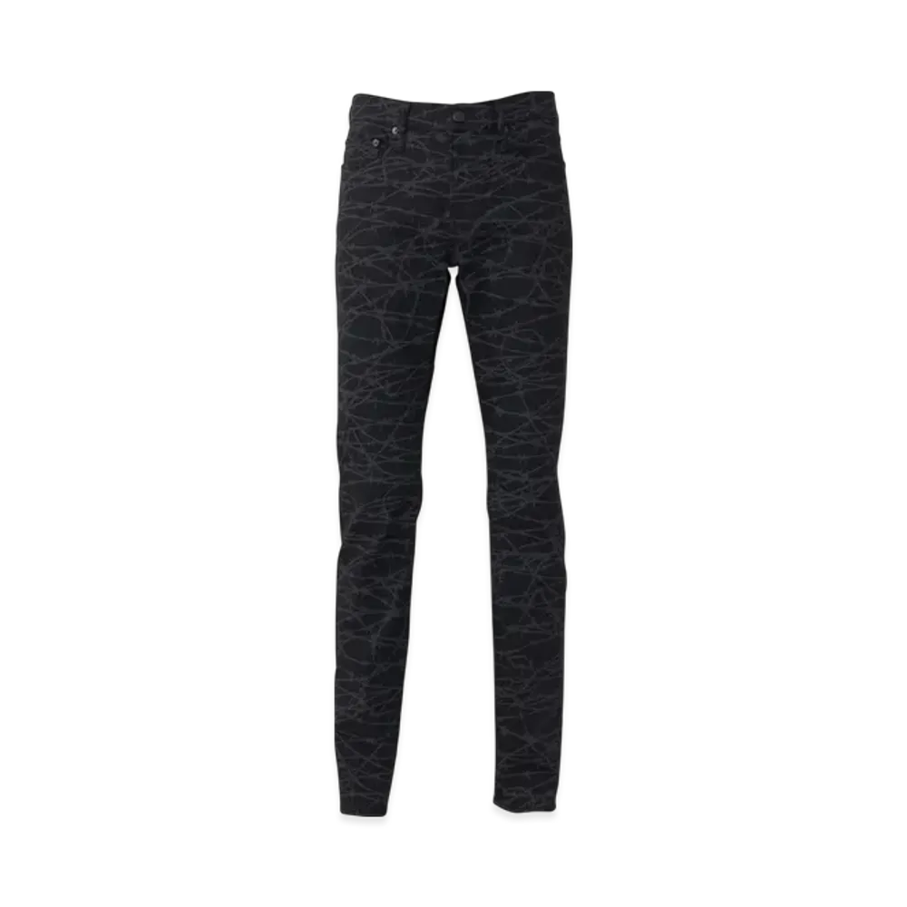 HYSTERIC GLAMOUR Barbed Wire Pattern Slim Denim Pants "Black/Multicolor"