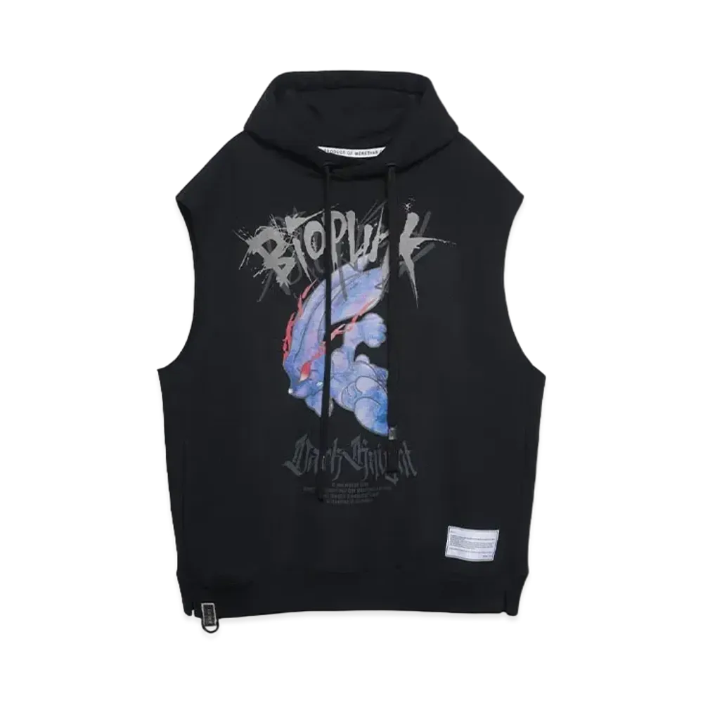 beauty:beast DARK KNIGHT SLEEVE-LESS HOODED "BLACK"