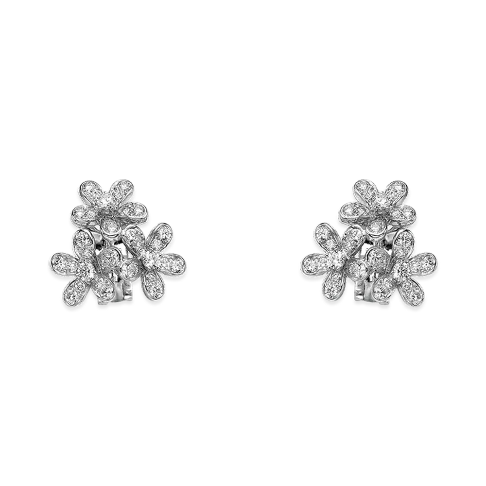 Van Cleef & Arpels Socrates earrings 3 flowers "18K White gold/Diamond"