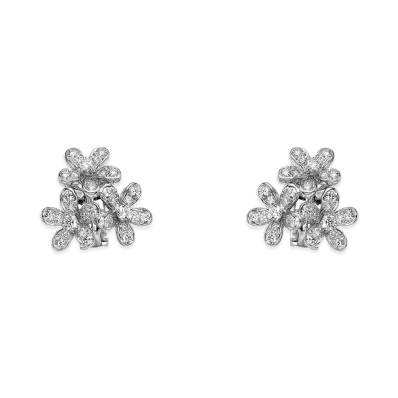 Van Cleef & Arpels Socrates earrings 3 flowers "18K White gold/Diamond"