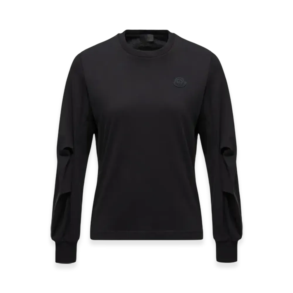MONCLER Cotton Pleated Sleeve T-Shirt "Black"