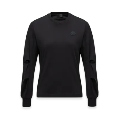 MONCLER Cotton Pleated Sleeve T-Shirt "Black"