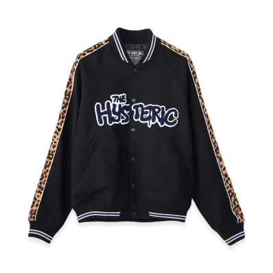 HYSTERIC GLAMOUR Bloody Hysteric Patch Varsity Jacket "Black"